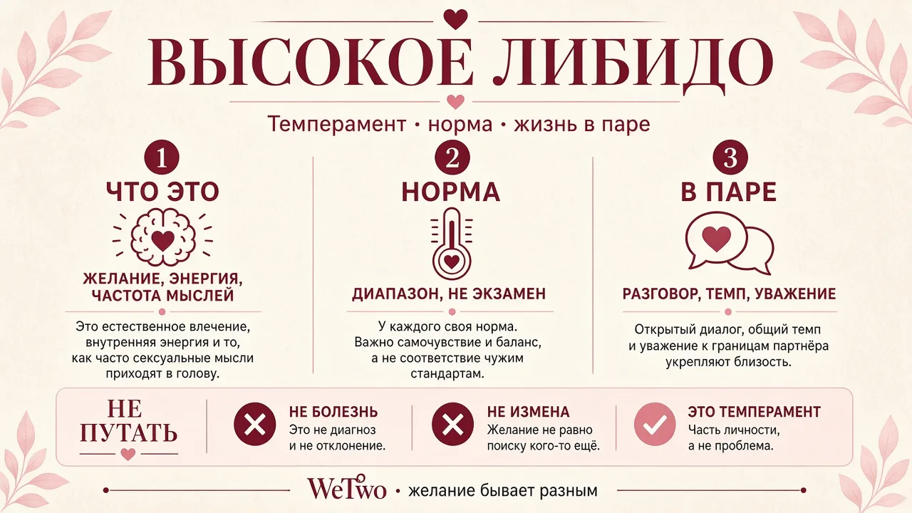 Инфографика: что означает высокое либидо — темперамент, норма и жизнь в паре