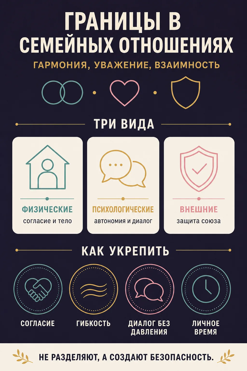 Инфографика: границы в семейных отношениях — физические, психологические и внешние пределы
