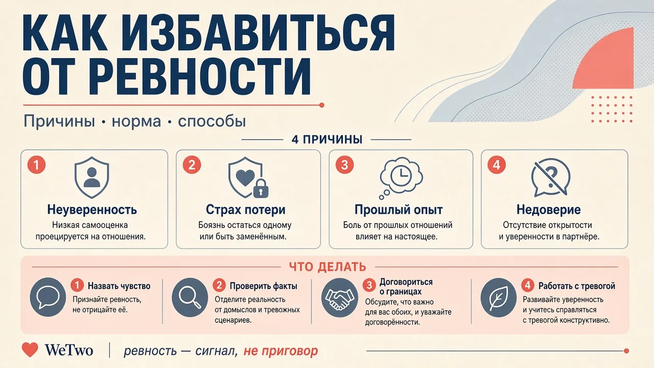 Инфографика: как избавиться от ревности в отношениях — причины и способы