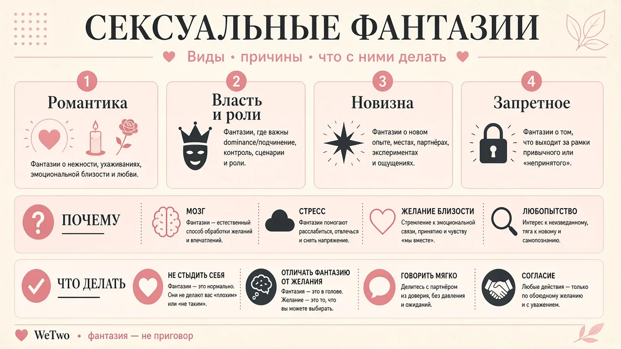 Инфографика: какие бывают сексуальные фантазии — виды и что с ними делать