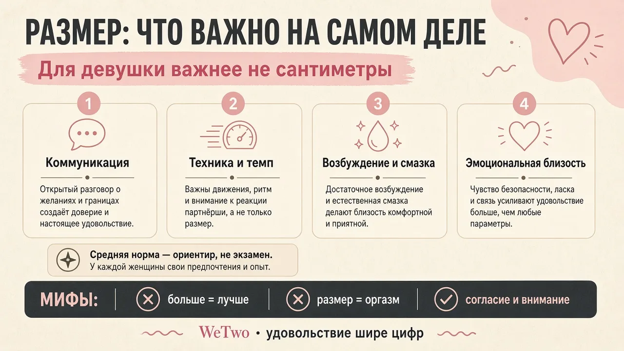 Инфографика: нормальный размер члена для девушки — что важно на самом деле