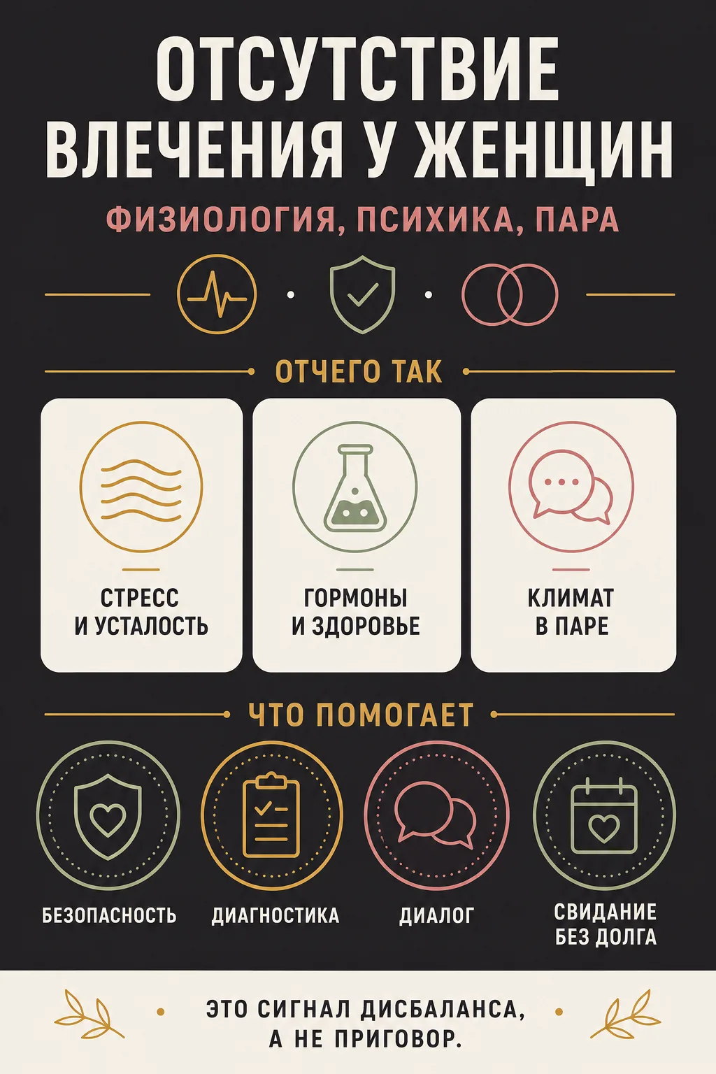 Инфографика: отсутствие влечения у женщин — стресс, гормоны и климат в паре